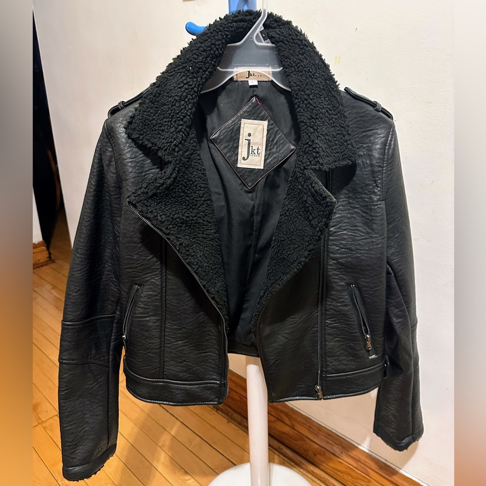 VEGAN JACKET JKT BRAND IN BLACK SIZE LARGE